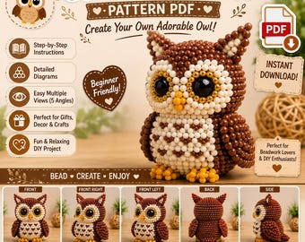 3D Beaded Owl Pattern PDF | Beads Owl Tutorial | DIY Bead Animal | Beginner Digital Download