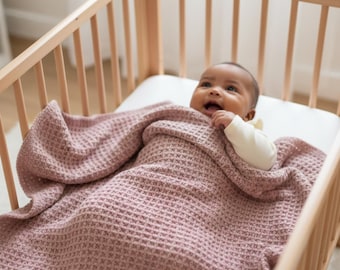 Waffle Crochet Baby Blanket Pattern PDF, Easy Textured Newborn Tutorial, Beginner Friendly.