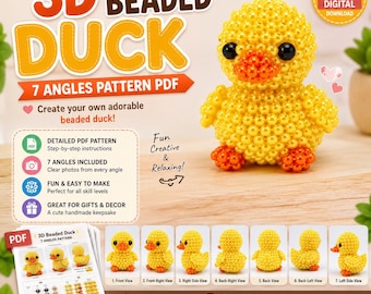 3D Beaded Duck Pattern PDF | Duck Beadwork Tutorial | DIY Beading Animal Sculpture | Digital Download