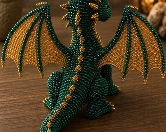 3D Beaded Dragon Pattern PDF | Dragons Beading Tutorial | Winged Dragon Sculpture | DIY Bead Animal