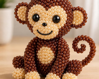 3D Beaded Monkey PDF Pattern | DIY Bead Animal | Monkey Beads Weaving | Seed Beadead Craft