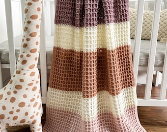 Crochet Baby Blanket, Nursery Decor,  Afghan blanket Pattern, Easy Textured Newborn Tutorial, Beginner Friendly.