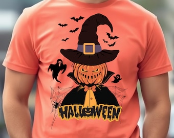 Halloween,  Spooky Pumpkin Witch Halloween Art Print (PNG Digital Download).