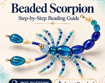 Beaded Scorpion PDF Pattern, DIY 3D Beadwork Tutorial, Digital Download
