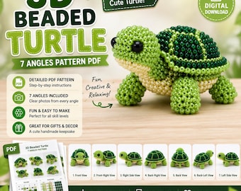 3D Beaded Turtle Pattern PDF | Step-by-Step Tutorial (Digital Download)