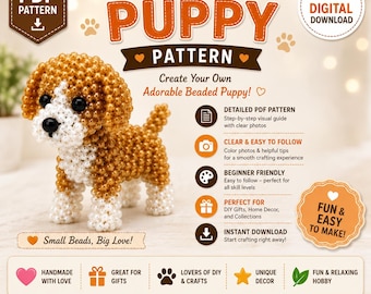 3D Beaded Puppy Pattern PDF | Dog Beadwork Tutorial | DIY Beading Dog Sculpture | Digital Download