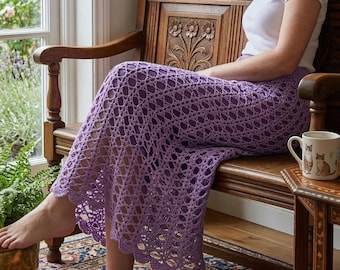 Crochet Lavender Skirt Pattern PDF, Digital Download, Summer Crochet, Women’s DIY Fashion