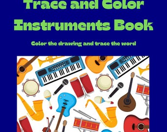 Coloring pages for Preschoolers | Coloring Pages | Tracing Coloring Pages | Toddler Coloring Pages | Teacher | Word Tracing | Instruments