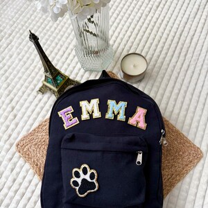 Cute backpack with personalized name, personalized patch, school backpack, sports backpack, garden backpack, pool backpack, travel backpack.