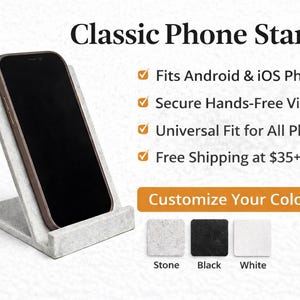 Stone-Style Phone Stand, Minimal Desk Accessory, Universal Holder, Modern Office Decor