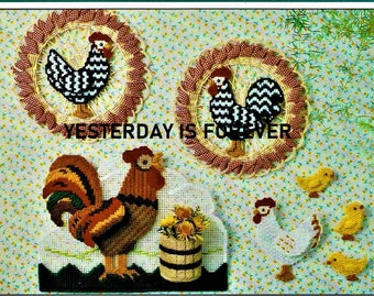 Plastic Canvas Pattern FARMHOUSE COUNTRY CHICKENS Wall Plaques And Fridgies Magnets Instant Digital Download Free Shipping