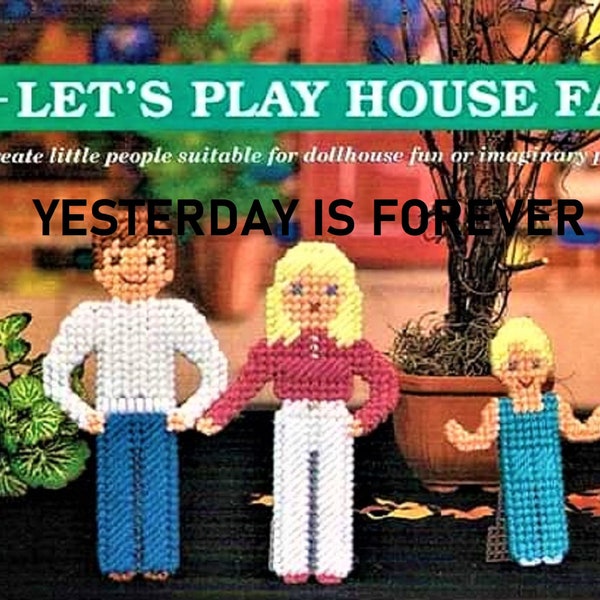 Plastic Canvas Pattern RARE Vintage PLAYHOUSE FAMILY Self Standing Instant Digital Download Free Shipping