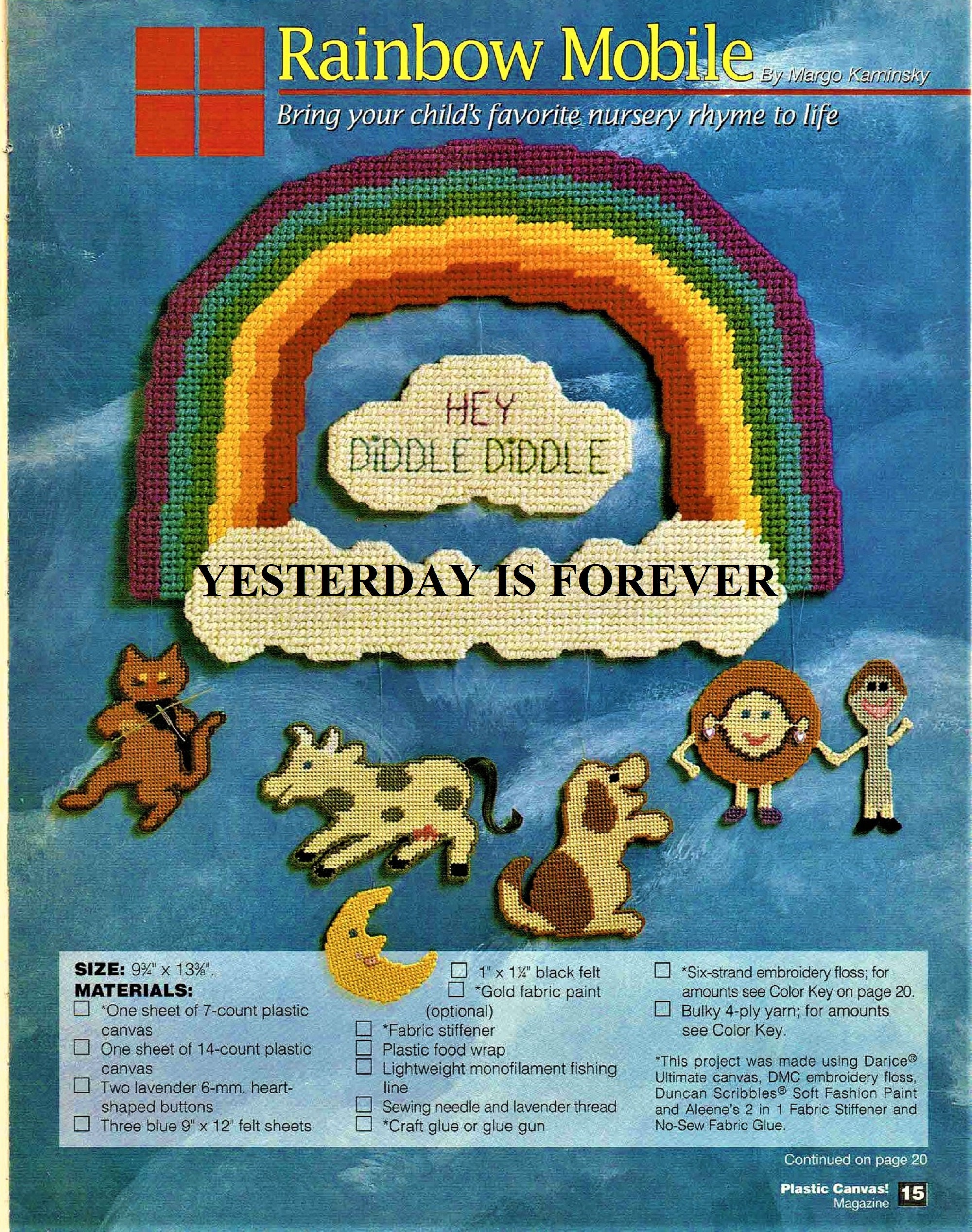 Plastic Canvas Pattern Amazing Rare Vintage Rainbow HEY DIDDLE DIDDLE  Mobile Instant Digital Download Free Shipping