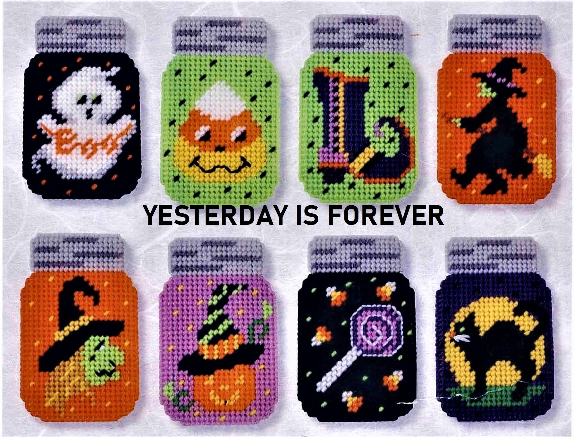 Plastic Canvas Patterns Farmhouse Country Kitchen HALLOWEEN Canning Mason  JAR ORNAMENTS Instant Digital Download Free Shipping 