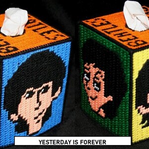 Plastic Canvas Pattern The BEATLES Tissue Box Cover FREE GIFT Included Instant Digital Download Free Shipping
