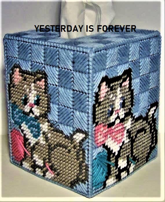 Plastic canvas pattern playful kitty quilted style tissue box - etsy
