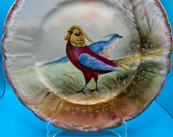 Antyczny ręcznie malowany talerz Limoges - podpisany