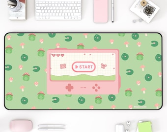Kawaii Frog Desk Mat –  Retro Gaming Y2K Mousepad for Cozy Cute Office Setups