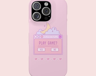 Kawaii Play Game iPhone Case – Y2K Retro Gaming Pink Slim Phone Case