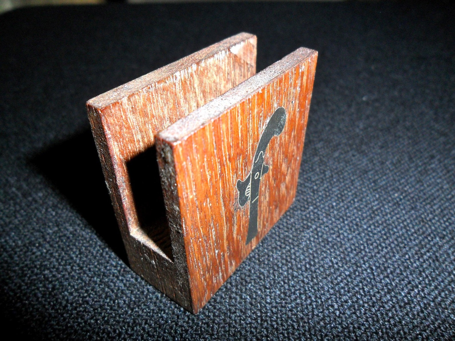 Vintage Wooden Match Box Holder with Inlaid Silver Metal Gun Etsy