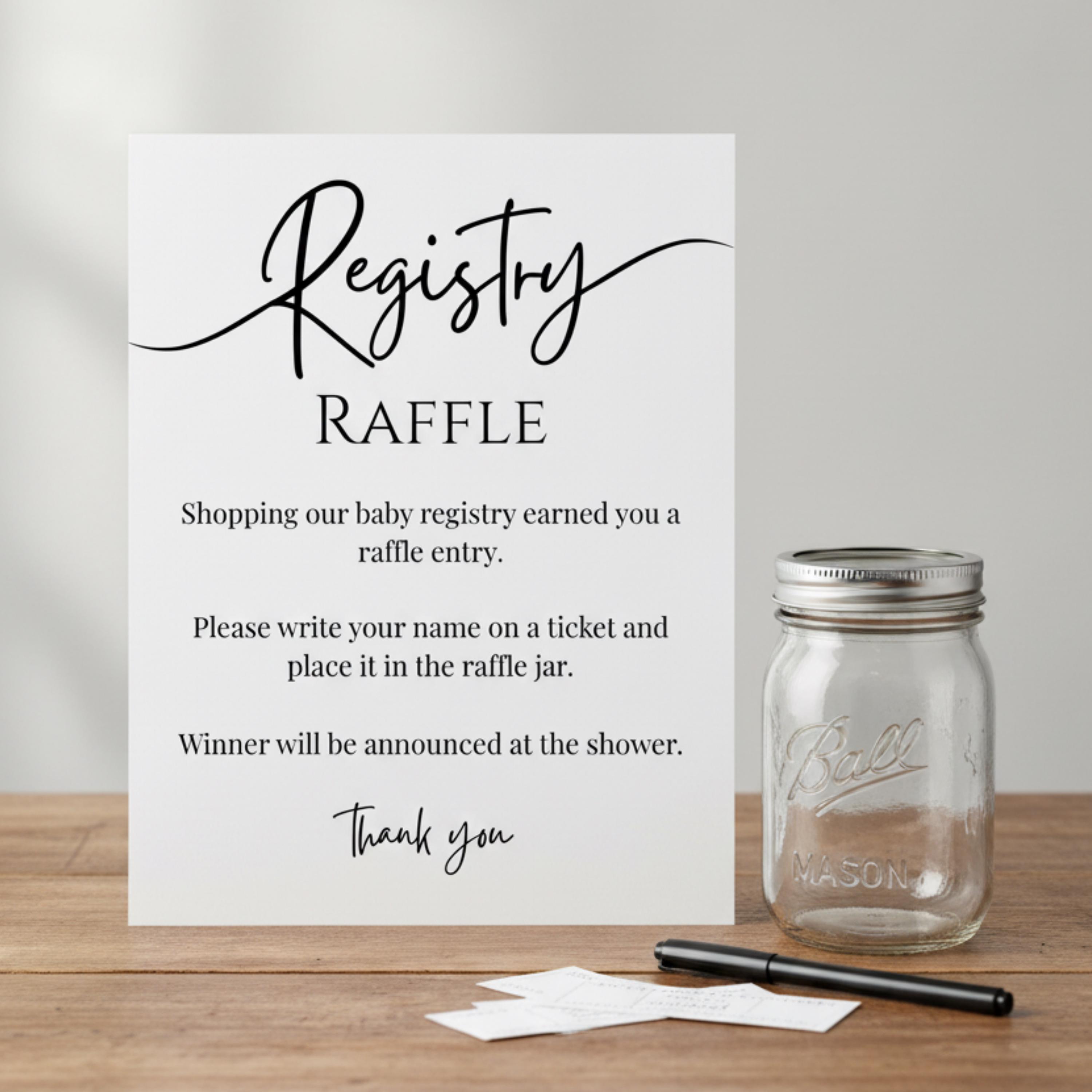 Registry Raffle Baby Registry Raffle Template, Registry Raffle Sign, Baby Shower ...