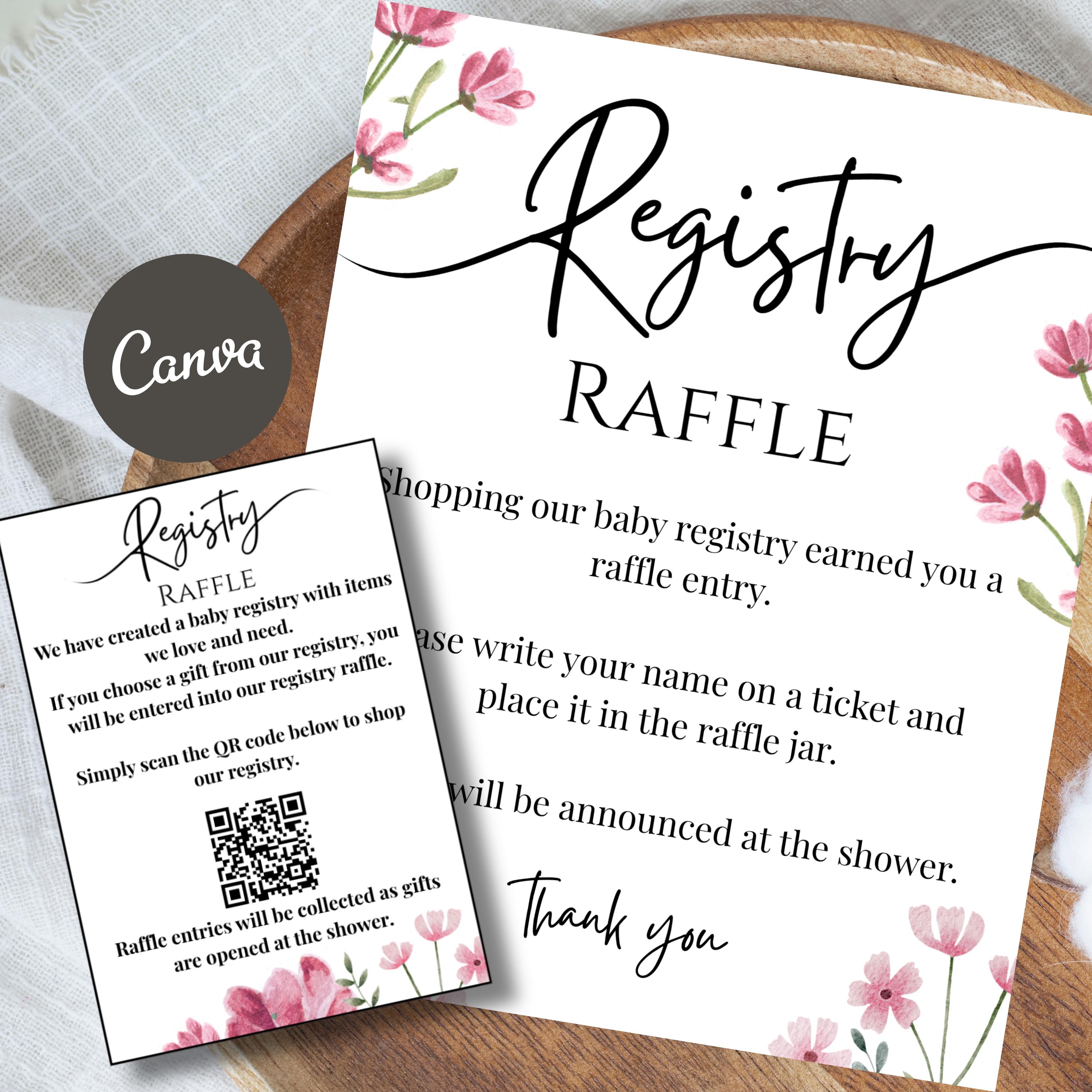 Registry Raffle Baby Registry Raffle Template, Pink Floral Registry Raffle Sign, Baby ...