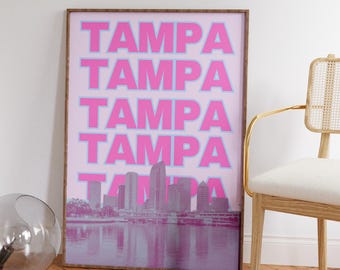 Plakat Tampa City Skyline - Cyfrowe pobieranie sztuki ściennej do akademików i apartamentów