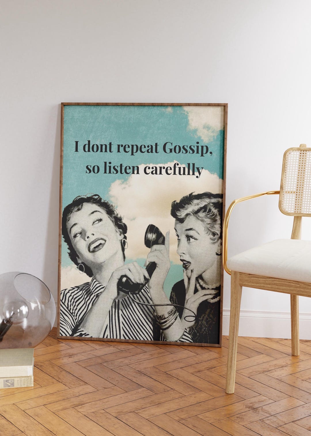 Vintage Gossip Poster Retro Aesthetic Girls on the Phone I Don’t