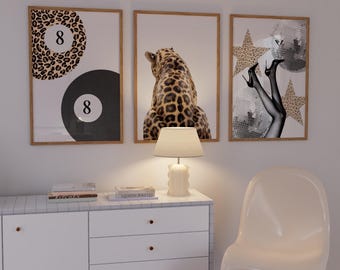 Cheetah Print Wall Art Set – Trendy Aesthetic Collage (Digital Download)