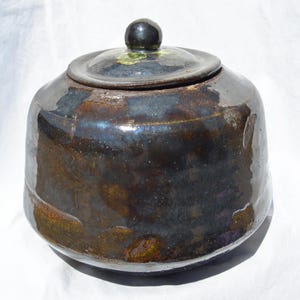 Dark Flower Jar | Handpainted Pottery Lidded Jar | Stoneware Storage Jar | Ceramic Kitchen Container