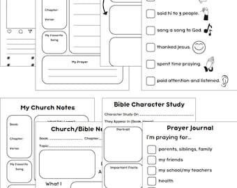 Kid's Church and Bible Notes Bundle (8 Great Templates!) Printable PDF and Editable Canva Link