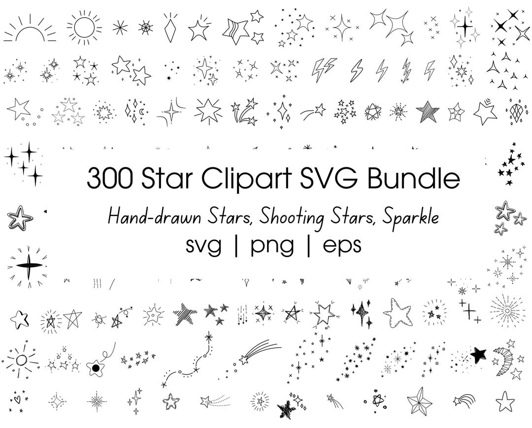 Star Clipart SVG Bundle: Hand-drawn Celestial Designs (300+ Files) - Etsy