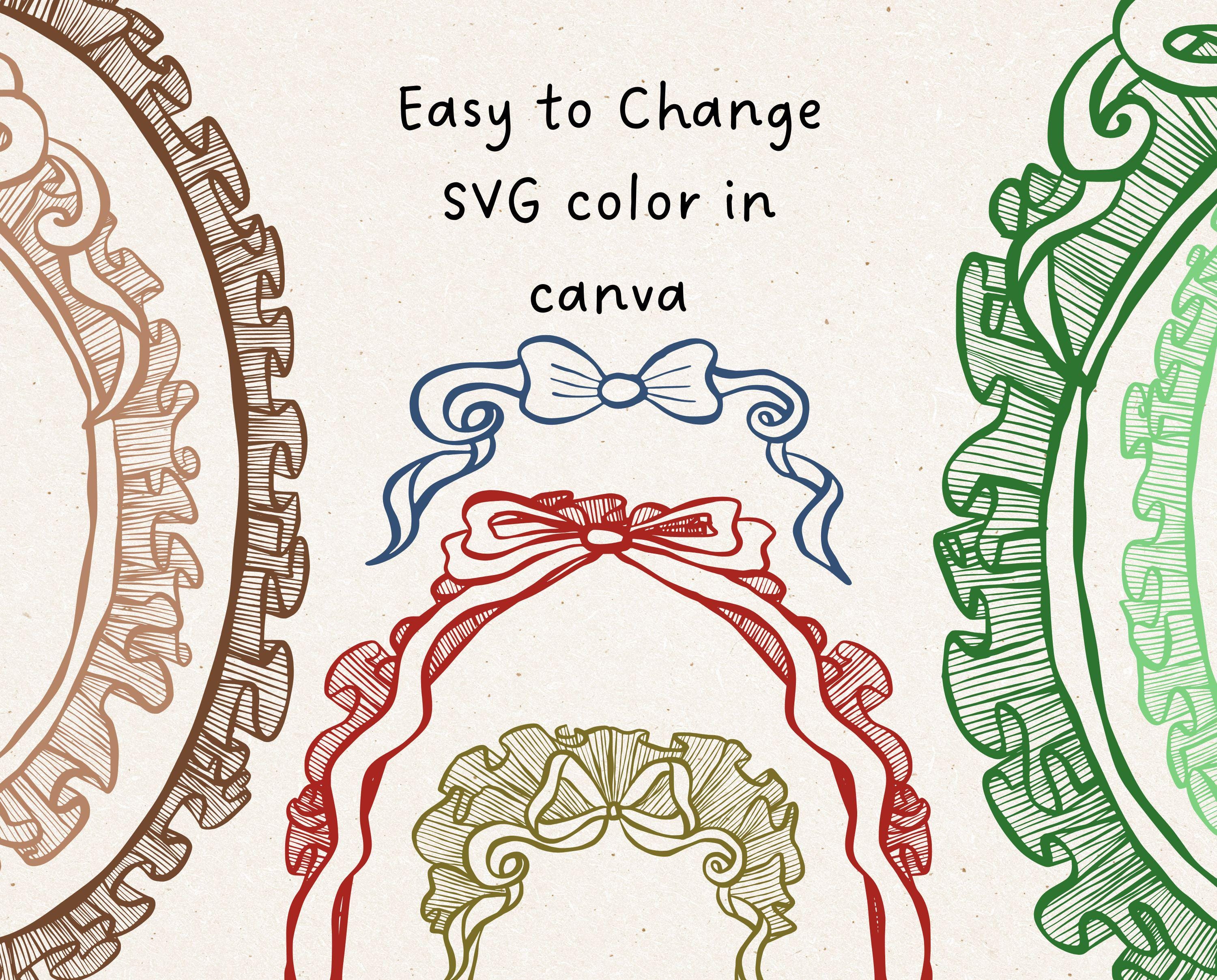Victorian Ruffle Ribbon Frame Collection, Hand-drawn Bow Border Clipart ...