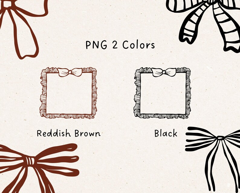 Ruffle Ribbon Drawing Whimsical Ruffled Ribbon Frame SVG Bundle, Hand-drawn Bow Border ...