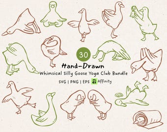 Silly Goose Yoga Club SVG Bundle - Funny Goosey Clipart, Yoga Animal PNG, for Invitation Cards, Cricut