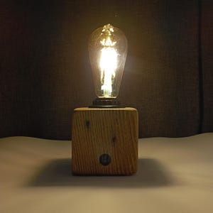 Vintage minimalistic wooden table lamp, rustic, original design, bedside lamp, handmade, unique design, natural, decorative nightlight, cozy