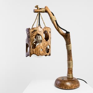 Exclusive wooden table lamp, vintage, rustic, original design, bedside lamp, handmade, unique design, natural, decorative nightlight,ambient