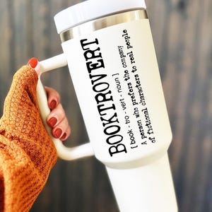 Personalized Booktrovert 40oz Tumbler, Bookworm Travel Tumbler, Bookish Gift, Librarian Gift, Reading Nook Decor, Coffee Lover Gift