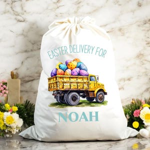 Personalized Easter Bag, Custom Name Easter Sack, Kids Egg Hunt Basket, Childrens Easter Gift, Easter Delivery Bag, Egg Hunt Sack