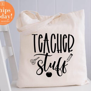 Teacher Stuff  tote bag, Teacher tote bag, teacher appreciation,rainbow design,teachers gift, teacher appreciation gift, gift for teacher