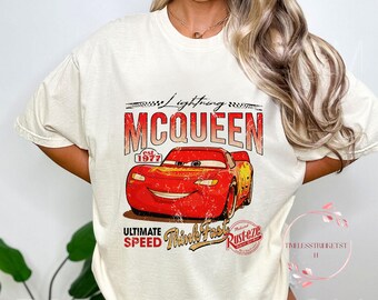 Camiseta retro de Rayo McQueen con colores cómodos: Camiseta de la película de coches clásicos