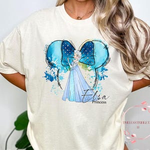 Retro Elsa Princess Shirt | Watercolor Butterfly Frozen Disney Tee | Vintage Ice Queen Comfort Colors Shirt | Girls Disney Trip Outfit
