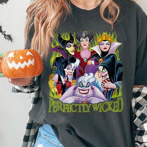 Perfectly Wicked Villains Shirt | Disney Halloween Evil Queen Ursula Cruella Tee | Spooky Season Comfort Colors Top