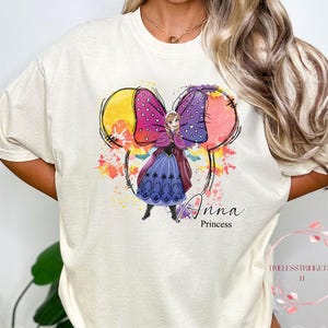 Retro Princess Anna Shirt | Watercolor Butterfly Disney Tee | Vintage Anna Comfort Colors Shirt | Gift for Girls | Family Matching Outfit