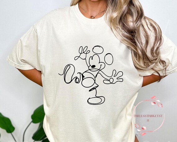 Minimalist Mickey Mouse Line Art Tee | One Line Drawing Vintage Style Shirt | Retro Comfort Colors Disney Shirt | Family Disney Trip Tee