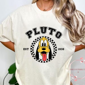 Retro Pluto Disney Shirt | Vintage EST 1930 Tee | Classic Cartoon Dog Graphic | 1930s Checkerboard Mickey Style Top | Retro Gift Shirt