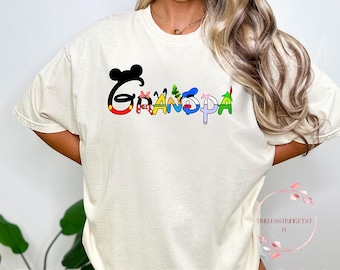Grandpa Disney Character Shirt | Retro Vintage Disney Grandpa Shirt | Father&#39;s Day Gift For Grandpa | Comfort Colors Tee |Disney Family Trip