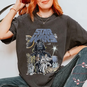Retro Star Wars Graphic Tee – Darth Vader & Original Cast Vintage Shirt | Comfort Colors Unisex T-Shirt | Galaxy Gift for Him or Her