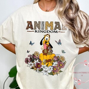 Pluto Animal Kingdom Shirt | Retro Safari Dog Tee for Disney Family Trip | Vintage Floral Comfort Colors Shirt for Women & Animal Lovers