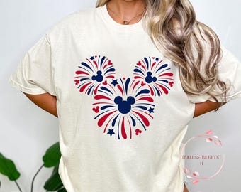 Mickey Fireworks 4th of July Shirt | Red White Blue Minimal Tee | Disney Patriotic Top | Independence Day Family Matching Outfit